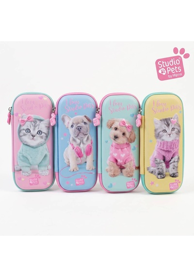 Bakgelal Studio Pets 3d Kabartmalı Kalem Kutusu Kedi Köpek Desenli Fermuarlı Okul Kalemliği Küçük - 9026034791777 Açık Mavi