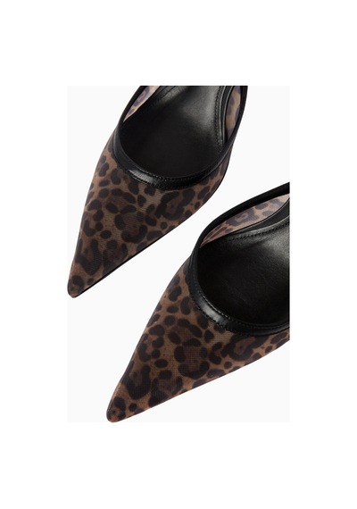 Schutz Point-toe 63 Mules, Leopar Desenli Şeffaf Mesh Deri Detaylı, Şık Ve Cesur Tasarım Kahverengi - Siyah