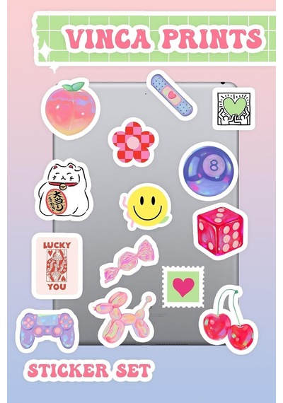 Laptop Sticker Seti 14 Adet Sticker Macbook Notebook Tablet Telefon Ajanda Defter Sticker Seti