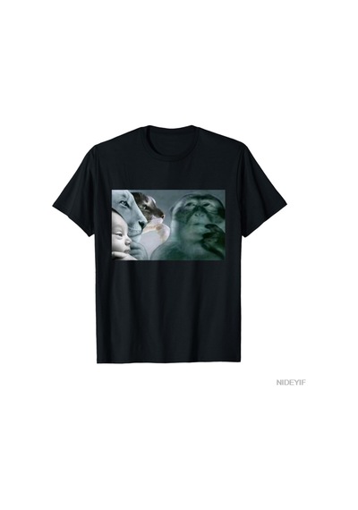 Flood Of Style Rage Bait Aslan Düşünme Maymunu Aı Bebek Meme T-shirt Erkekler Kadınlar Için % 100% Pamuk T S Siyah