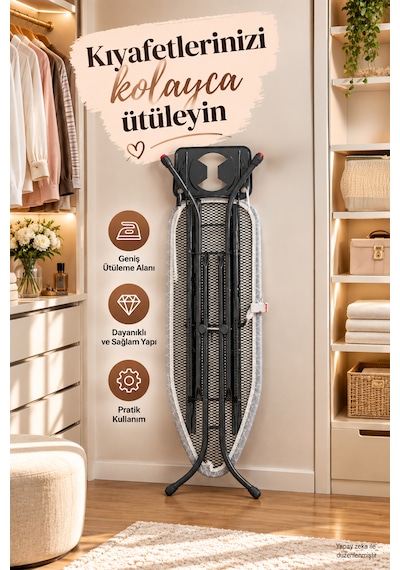 Perilla Tiga 3 Katlı Çamaşır Kurutma Askısı 20 M + Present Lux Ütü Masası 38x120 Cm İkili Set Çok Renkli
