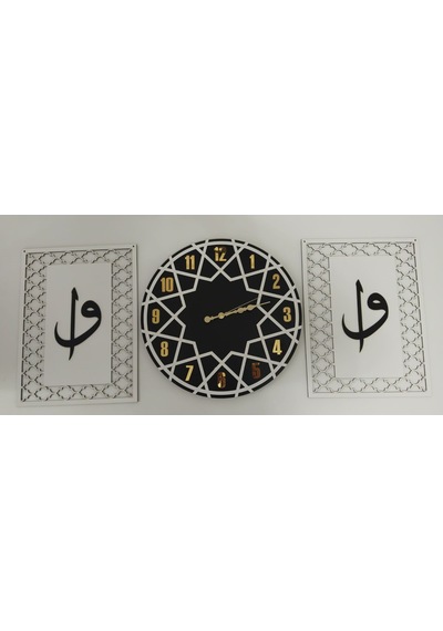 Duvar Saati - Elif-vav Duvar Süsü 3 Lü Set Çok Şık 40 120 Renkli