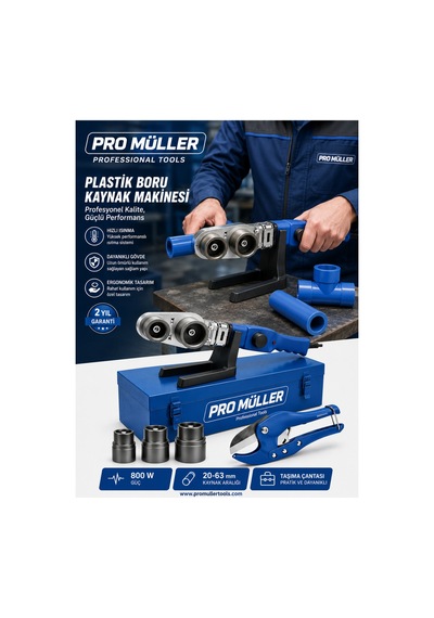 Pro Müller Profesyonel Metal Mini Çantalı Pvc Plastik Boru Kaynak Makinesi 800w + Makas