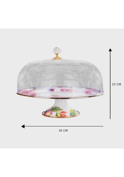 Miss Betty Rose Deluxe Emaye Ayaklı 30 Cm Kek Fanusu 16895-07 30 Cm