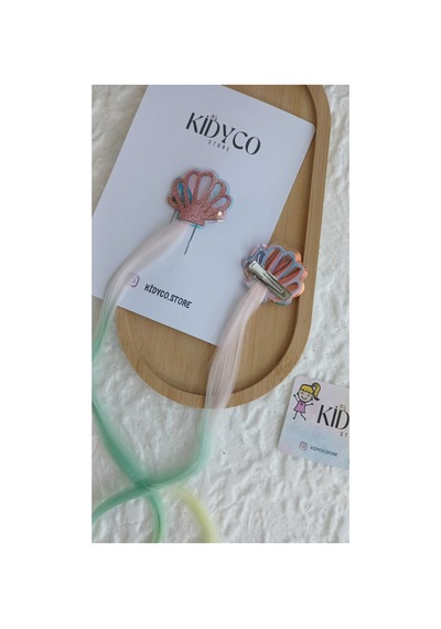İstiridye Model Renkli Saçlı Pens Toka 1 Çift Çok Renkli