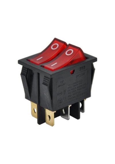 Kare 2 Li Işıklı On-off Anahtar 220v Kırmızı 6 Pinli Kare Işıklı Switch 5 Adet