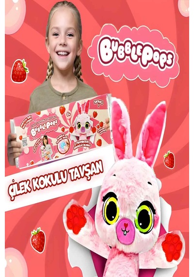 Bubble Pops Strawberry Snuggle Bunny: Kokusuyla Büyüleyen Şişme Peluş Tavşan