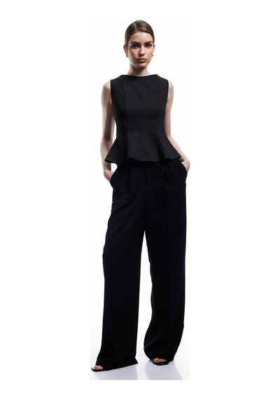 Koton Dikiş Detaylı Kolsuz Bisiklet Yaka Peplum Bluz Siyah 5sak60391pw Siyah