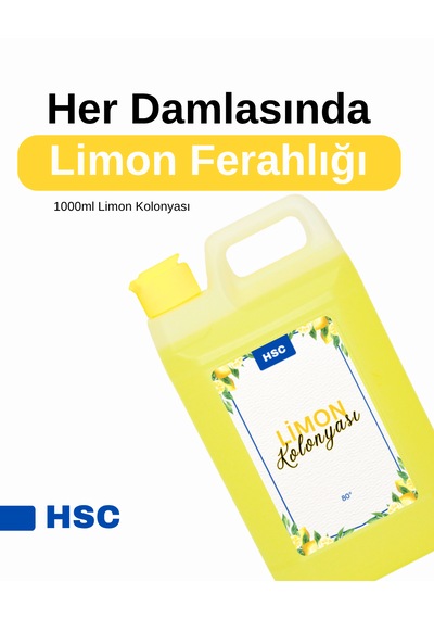 1 Litre Limon Kolonyası 80 Ferahlatıcı Doğal Limon Kokulu Kolonya 1000 Ml