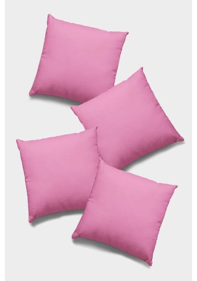 Pembe Tek Renk 4'lü Set Çift Taraflı Kırlent Kılıfı 4krl014n11