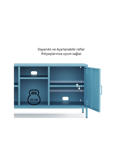 Pera Tv Ünitesi, Tv Dolabı,2 Kapaklı, Açık Raflı 130,50 X 40 X 64,50 Cm Ral 5024 Mavi Pera Tv Ünitesi, Tv Dolabı,2 Kapaklı, Açık Raflı 130,50 X 40 X 64,50 Cm Ral 5024 Mavi