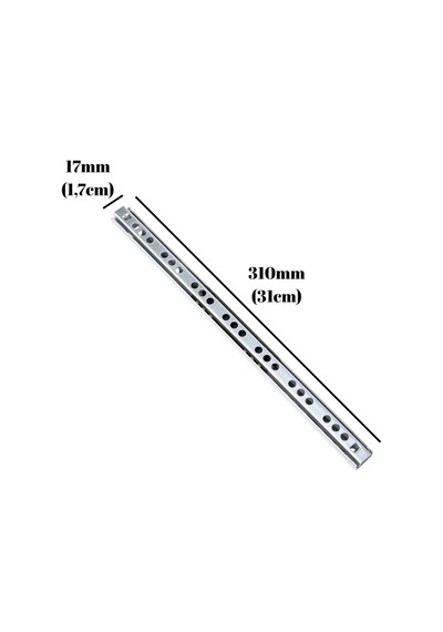 Teleskobik 17mm Çekmece Rayı Gömme Bilyeli İnce Ray 17mm 31cm 2 Takım Krom Çok Renkli
