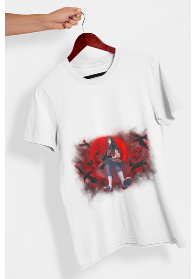 Naruto Akatsuki Anime Cosplay Baskılı Yetişkin Tişört Beyaz