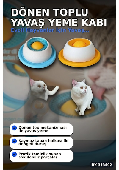 Dönen Toplu 15 Cm Yavaş Yeme Kabı - Sıvı Mama Ve Ödül İçin, Kedi Köpek Aksesuarı Bx-313492