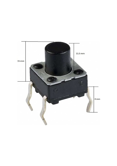 Koodmax-Push Button Buton Tach Switch 6X6 10'Lu Paket - Farklı Boyutlar 6X6 15Mm