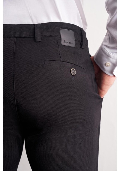 İmza Siyah Yan Cep Düz Paça Pamuklu Slim Fit Chino Casual Pantolon 1003255161 Siyah
