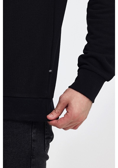 Odda 0007 Pike Sıfır Yaka Sweat Siyah