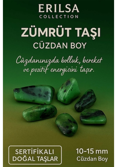 Sertifikalı Zümrüt Taşı Kütle 10-15 Mm Bolluk Şans Ve Huzur Taş