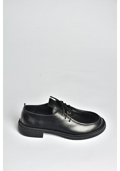 Fox Shoes V944085603 Siyah Hakiki Deri Bağcıklı Günlük Kadın Ayakkabı Siyah