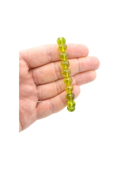 Murty99 Hakiki Doğal Olivin Peridot Taşı Bileklik 10 Mm Yeşil