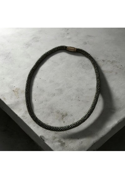 Chichibeads Işıltılı Siyah Bohem Kolye Gümüş - Gri - Siyah