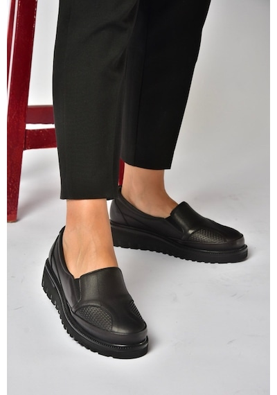 Fox Shoes Z555251203 Siyah Hakiki Deri Günlük Kadın Ayakkabı