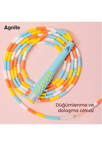 Agnıte Boncuklu Atlama İpi Sayaçsız Dayanıklı Mavi