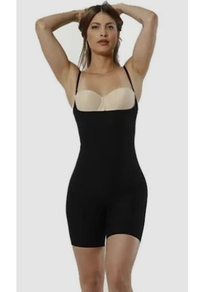 Form Angel 2010 Kadın Lazer Kesim Tam Boy Body Korse Tekli Sıyah