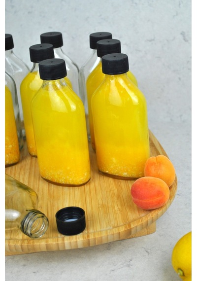 10 Adet 200 Ml Yassı Cam Cold Brew Şişesi Siyah Kapaklı Soğuk Kahve Şişe Şeffaf