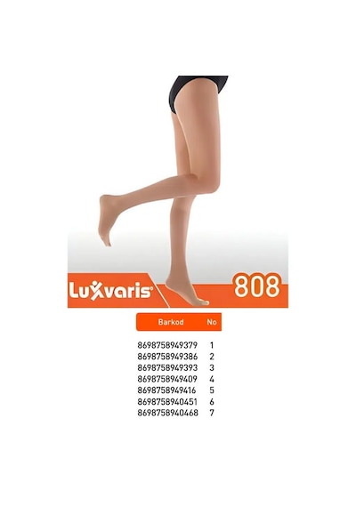 Luxvaris 808 Ccl2 Dizaltı Burnu Açık Ten Rengi Çorap No: 3