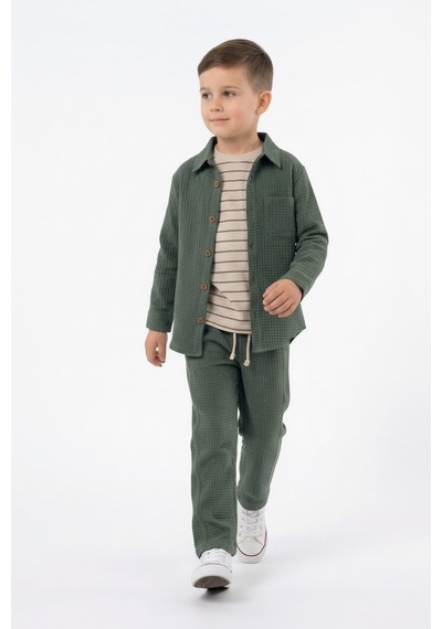 Mevsimlik Casual 3lü Takım Haki