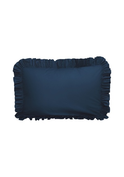 Fırfırlı Yastık Kılıfı Tek Kişilik 50x70 Cm 1 Adet %100 Doğal Pamuk 18 Farklı Renk Seçeneği Lacivert