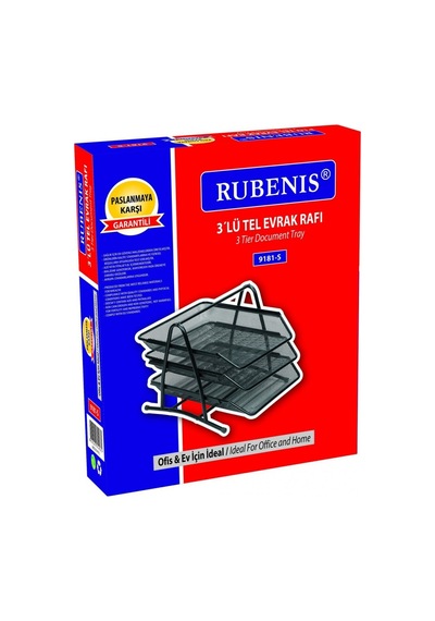 Evrak Rafı Metal Perforeli 3 Lü Siyah 9181 1 Paket 12 Adet