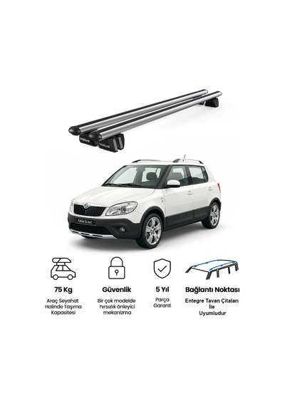 Pençe Skoda Fabia Scout 2009-2014 Uyumlu Gri Ara Atkı 109cm Port Bagaj Tavan Barı