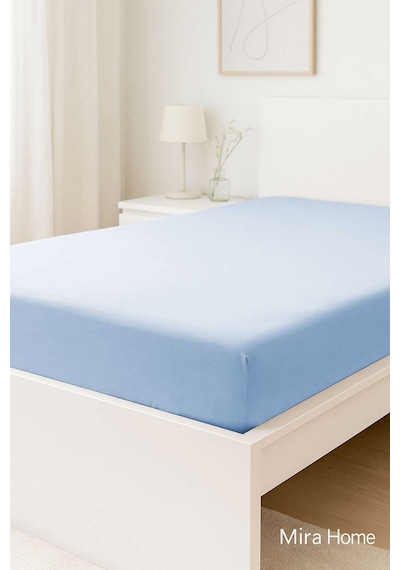 Çift Kişilik Düz Penye %100 Pamuklu Lastikli Çarşaf 160x200 Newsheet Mavi Diğer