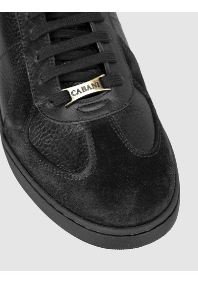 Cabani Hakiki Dana Deri Siyah Süet Erkek Sneaker Ayakkabı