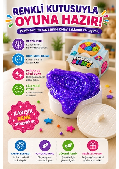 2'li Slime Oyun Jeli Simli Streç Hamur Eğitici Duyusal Oyun Motor Beceri Geliştiren Oyuncak Renkli