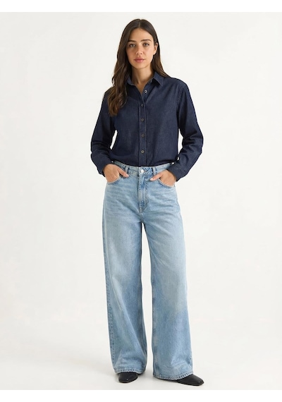 Shade Kadın Regular Fit Denim Gömlek 7513 60283940 - Lacivert