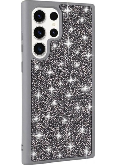 Galaxy S23 Ultra Kılıf Parlak Taşlı Tasarım Zore Pırlanta Kapak Gri
