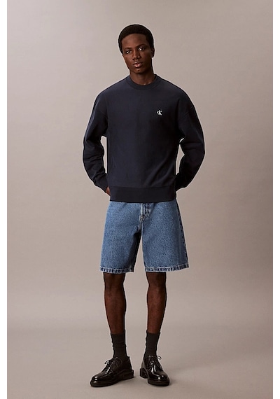 Calvin Klein Erkek Regular Fit Bisiklet Yaka Nakış Logolu Sweatshirt - Lacivert Dark Sapphire