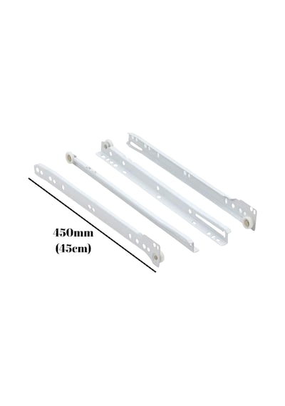 Beyaz Metal Çekmece Rayı Tekerlekli Mobilya Dolap Çekmece Rayı Beyaz 45cm 1 Takım Metal Çok Renkli