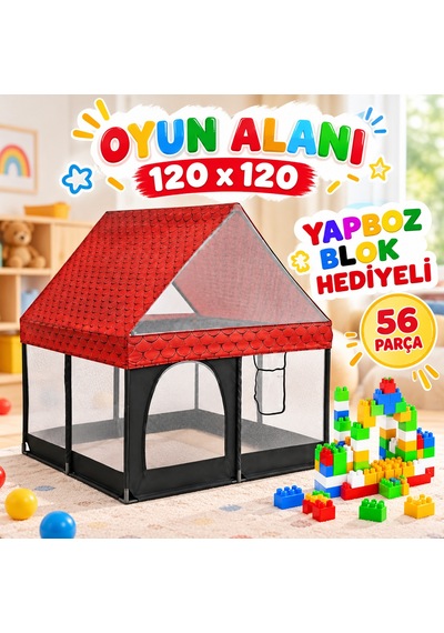 Missidea Siyah Çatılı Kare Bebek Ve Çocuk Oyun Alanı 120x120 Cm