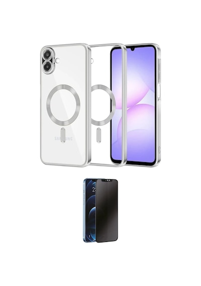 Cep Samsung Uyumlu Galaxy A07 4g Kılıf Nova Işık Özel Seri İkili Koruma Seti Najmaddin Titan Gri