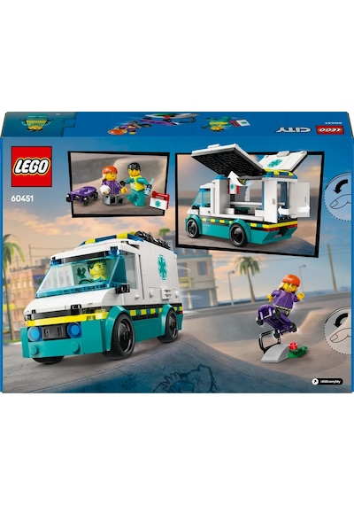 LEGO® City Acil Yardım Ambulansı 60451 - Model Araç Seven 5 Yaş Üzeri Çocuklar için Yaratıcı Oyuncak Yapım Seti (184 Parça)