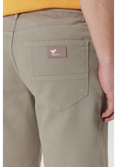 Ac&Co / Altınyıldız Classics Erkek Hakı Slim Fit Dar Kesim 5 Cep Armürlü Şort