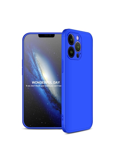 Noktaks - İphone 13 Pro Uyumlu Kılıf Parmak İzi Tutmayan Alt Üst Geçmeli 3 Parça Ays Kapak - Kırmızı - T19291