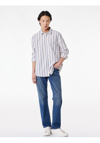 Koton Pamuklu Normal Bel Straight Fit Jean Pantolon - Mark Jean Orta İndigo 6sam40299nd