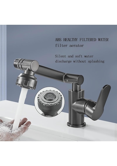 Ahtapot Plus Lavabo Bataryası 1080 Derece Dönebilen Komple Mutfak Batarya Gümüş