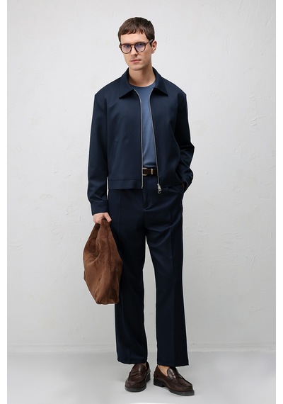 Antioch Relaxed Fit Fermuarlı Erkek Mont Lacivert