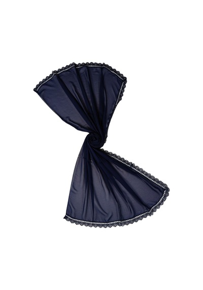 Mim Eşarp İğne Oyalı Şal Namaz Ve Mevlüt Örtüsü 60x150 Cm Lacivert